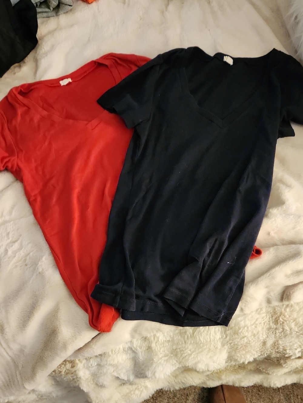 J. Crew Black And Red Crewneck Tees - Women's Medium